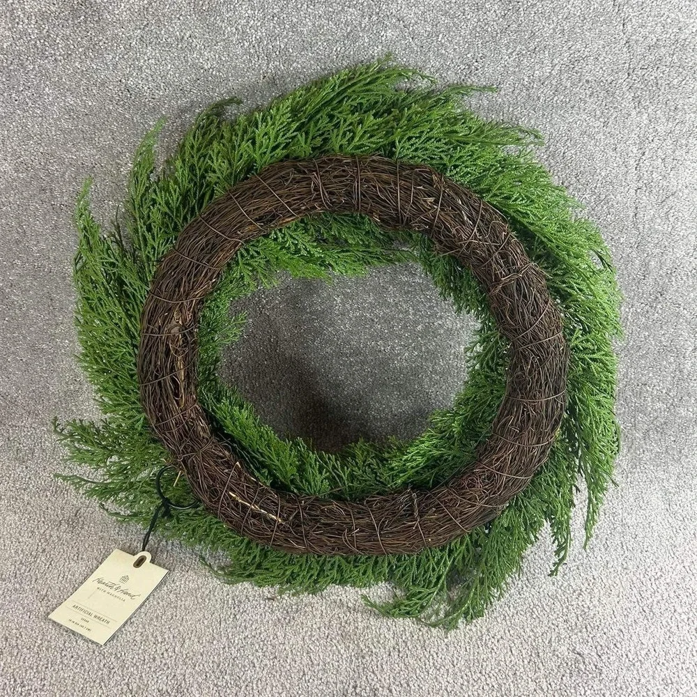 Hearth & Hand Artificial Wreath Green Cedar Farmhouse Decor 18 in